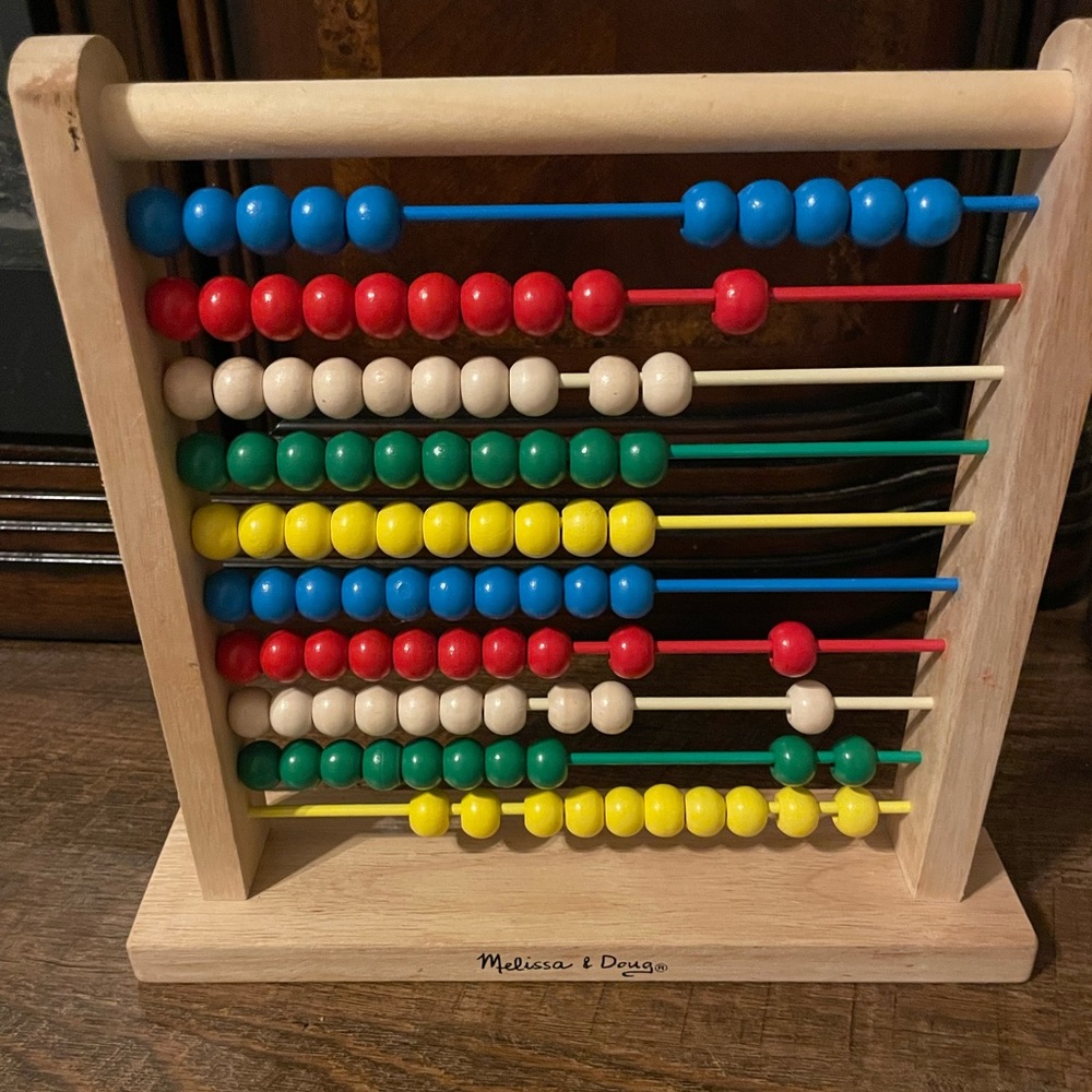 Melissa & Doug Wooden Abacus with Red, Blue, Green, Yellow Beads
